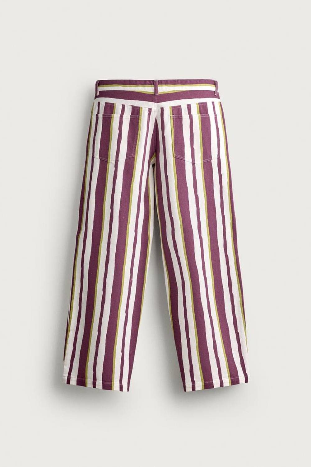 ZARA БРЮКИ STRAIGHT FIT В ПОЛОСКУ, ЛИЛОВЫЙ