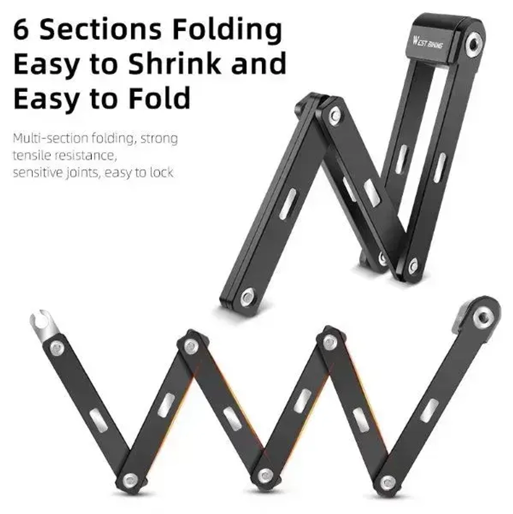 Замок велосипедный West Biking, YP0705080, оранжевый-чёрный
