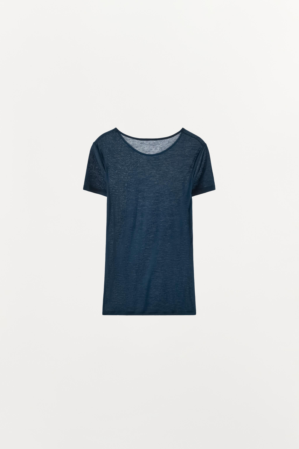 ZARA ФУТБОЛКА ИЗ СМЕСИ ЛИОЦЕЛЛА И ШЕРСТИ, СИНИЙ