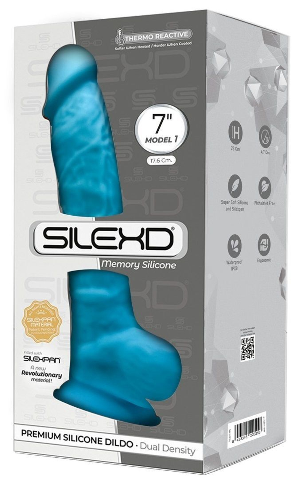 Голубой фаллоимитатор SILEXD Model 1 7’’ - 17,6 см. (Цвет: голубой)