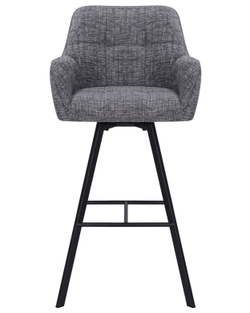 Стул барный DOBRIN MARCELLO, серый полулён (0093), черное основание
