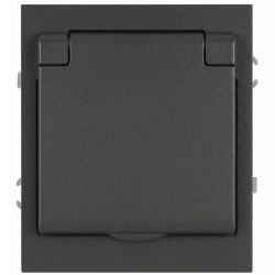 Розетка ЭРА Arktik 16-2103-06 с заземлением 2P+E Schuko со шторками с крышкой 16А-250В графит | Эра Arktik
