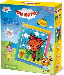 Три кота Фреска с блестками Карамелька