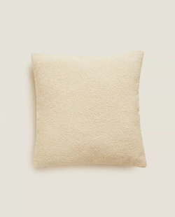 ZARA HOME ЧЕХОЛ НА ПОДУШКУ ИЗ ТКАНИ БУКЛЕ, ПЕСОЧНЫЙ