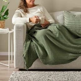 Плед IKEA VALLKRASSING (ВАЛЛКРАССИНГ), Хаки, 150х200 см