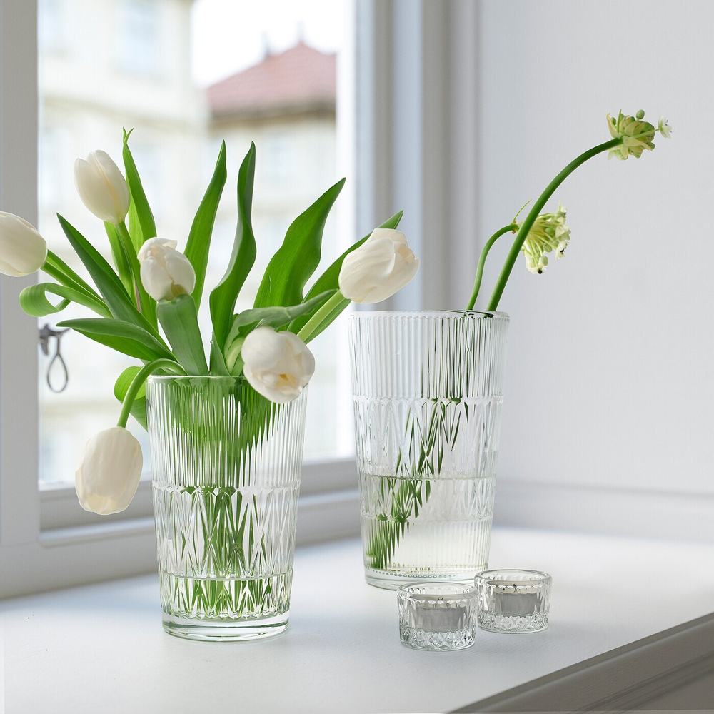 IKEA SMÄLLSPIREA (ИКЕА СМЭЛЛСПИРЕА) — Ваза, прозрачное/узорчатое стекло, 17 см, фото 6