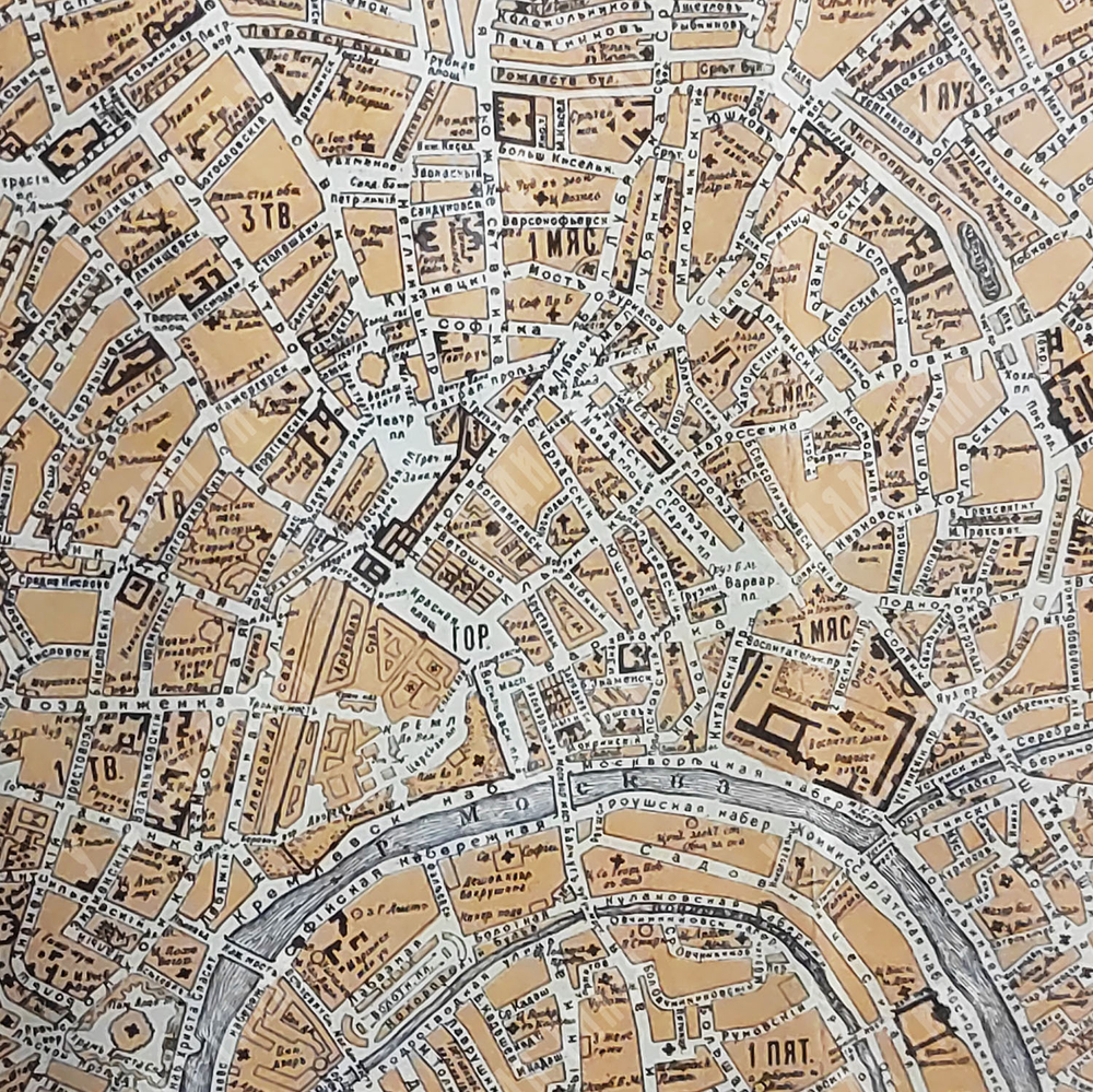 План Москвы. Бумага, литография с тоном. Издание Товарищества Брокар и Ко, 1914