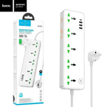 Фильтр сетевой HOCO AC13A, 250V/10A 5 розеток, 17W 3.4A Type-C+3xUSB, 1.5m White