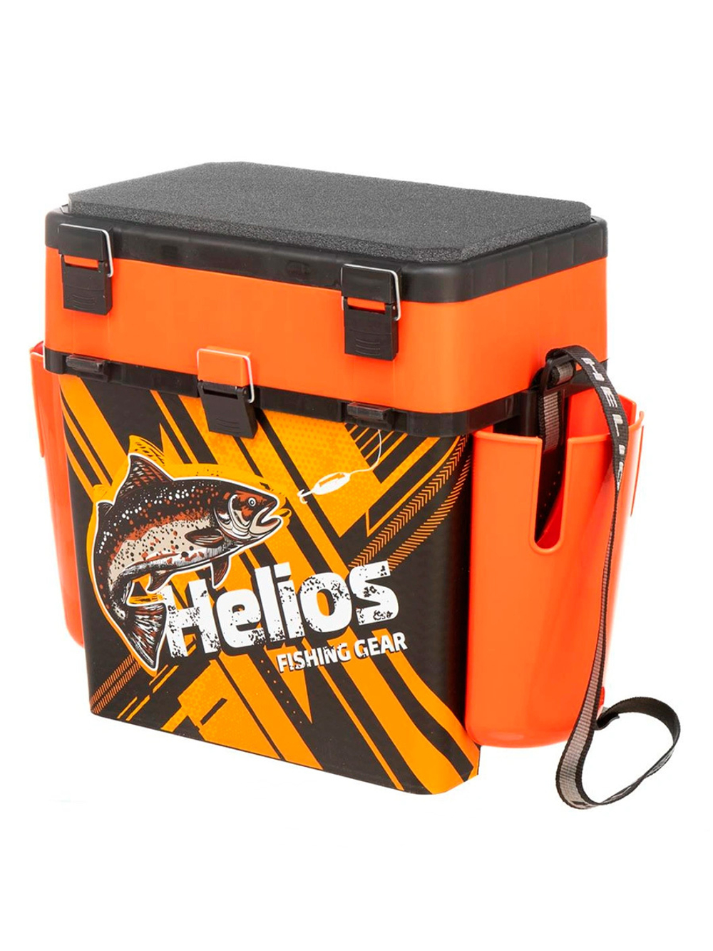 Ящик рыболовный зимний Helios FishBox TROUT оранжевый, с карманами (HS-FB-IML-19-O)