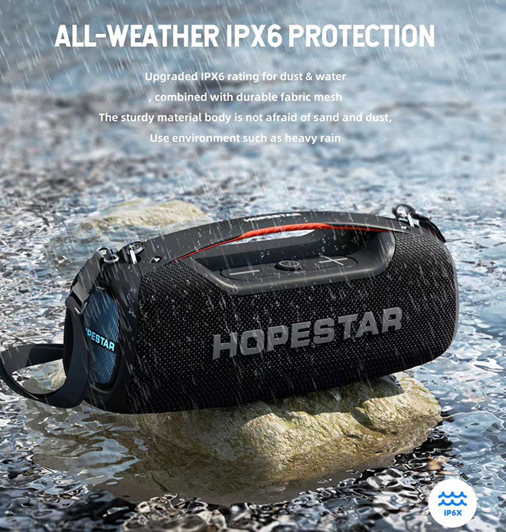 Портативная Беспроводная Bluetooth Колонка Hopestar A60, 100W / Караоке Система / Беспроводной Микрофон / Синяя