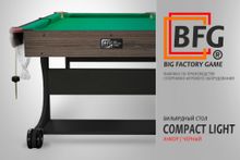 Бильярд BFG Compact Light 5 (Анкор+черный) (Пул, анкор/черный (ЛДСП), ЛДСП_16, Euro Pro 50 ш1.98м Yellow green, Х/б сетка)