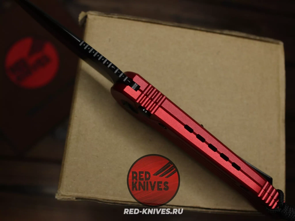 Нож MIcrotech LUDT - красная рукоять, клинок черный (эксклюзив RED-Knives) RK-461