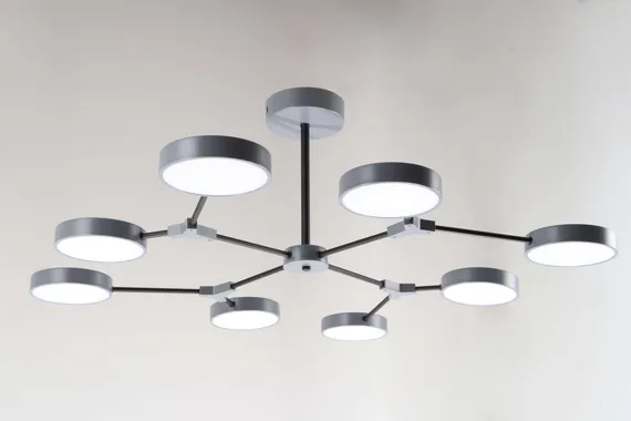 Люстра потолочная NewRgy 18045STD/8 GY+BK, 8×64 Вт, серая и чёрная
