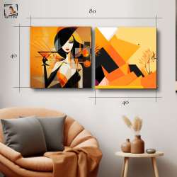 Картина модульная "Она самурай", 80 см х 40 см