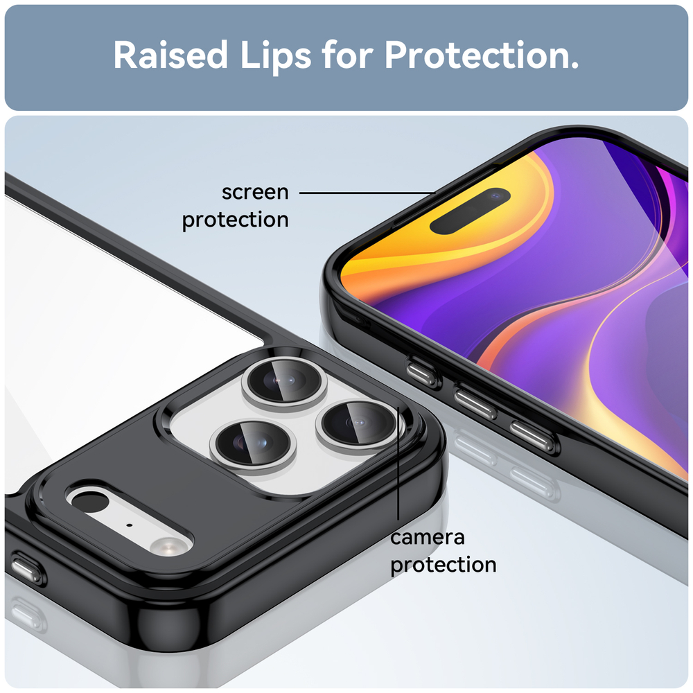 Противоударный чехол для iPhone 17 Pro Max, усиленные защитные рамки черного цвета