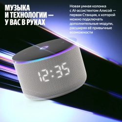 Умная колонка Yandex Станция Мини 3 Про Алиса серый 18W 1.0 BT/Wi-Fi (YNDX-00059GRY)