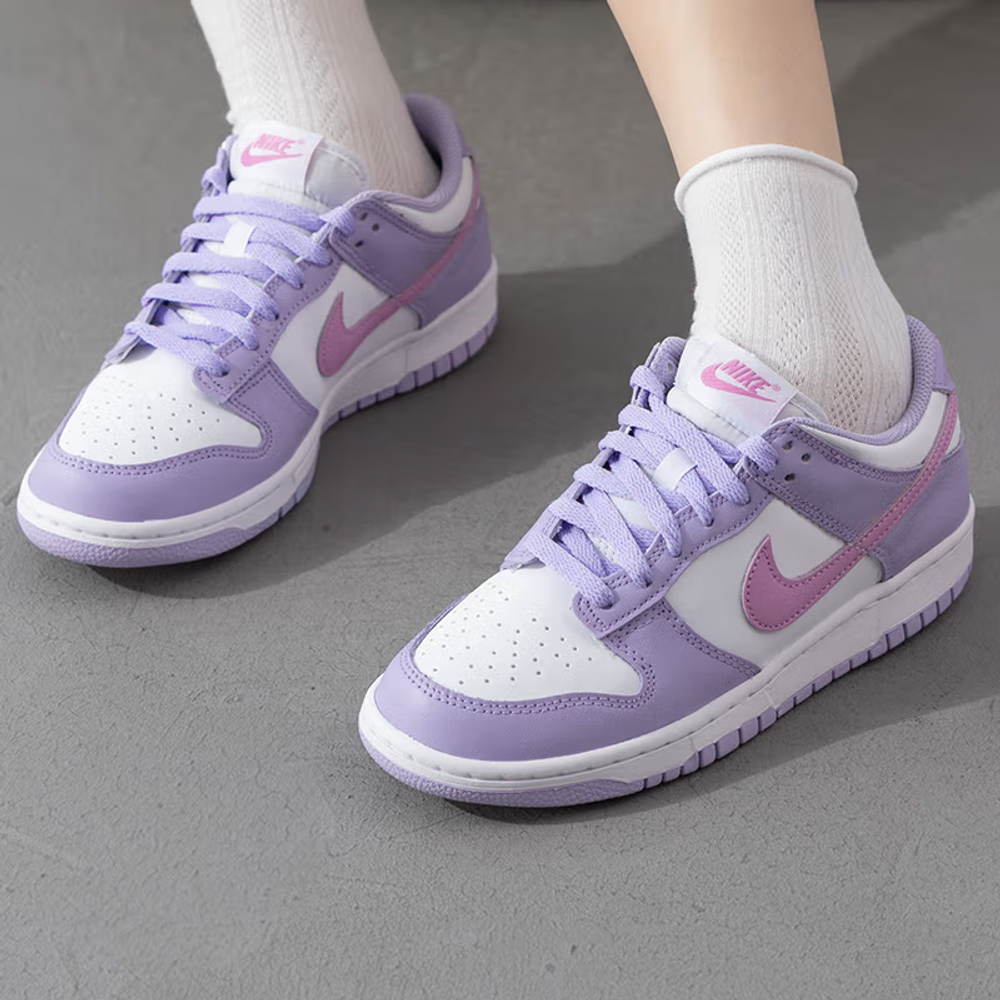 Nike Dunk Synthetic Leather Low top Skateboard Shoes Purple White Unisex