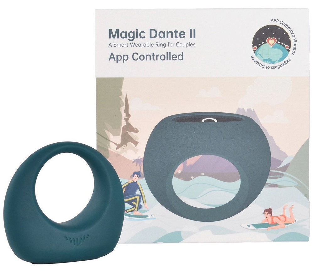 Бирюзовое эрекционное smart-кольцо Magic Motion Dante II (Цвет: бирюзовый)