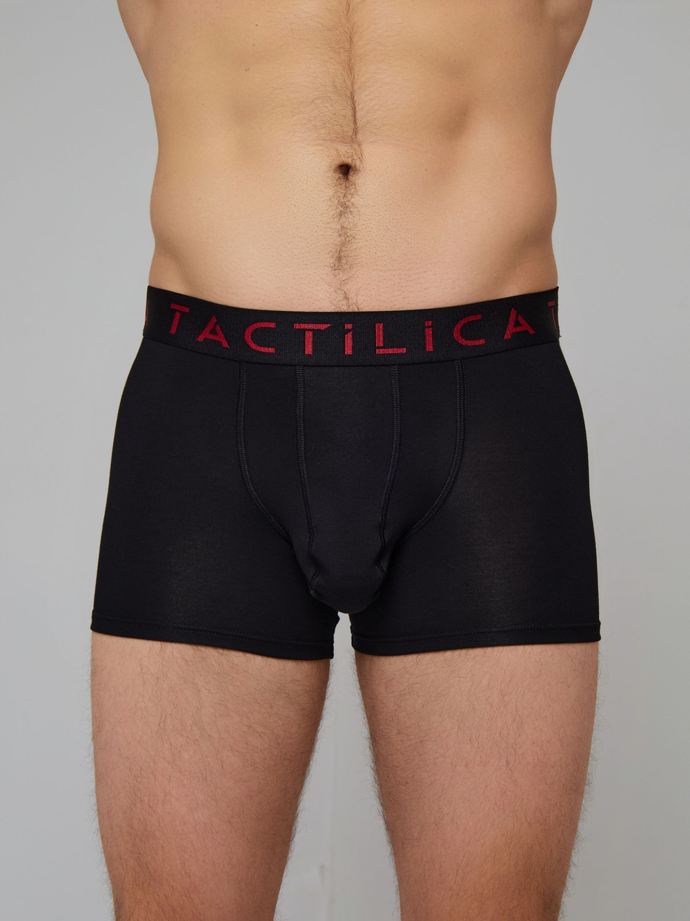 Трусы мужские боксеры черные, фирменная резинка TACTILICA бордовая