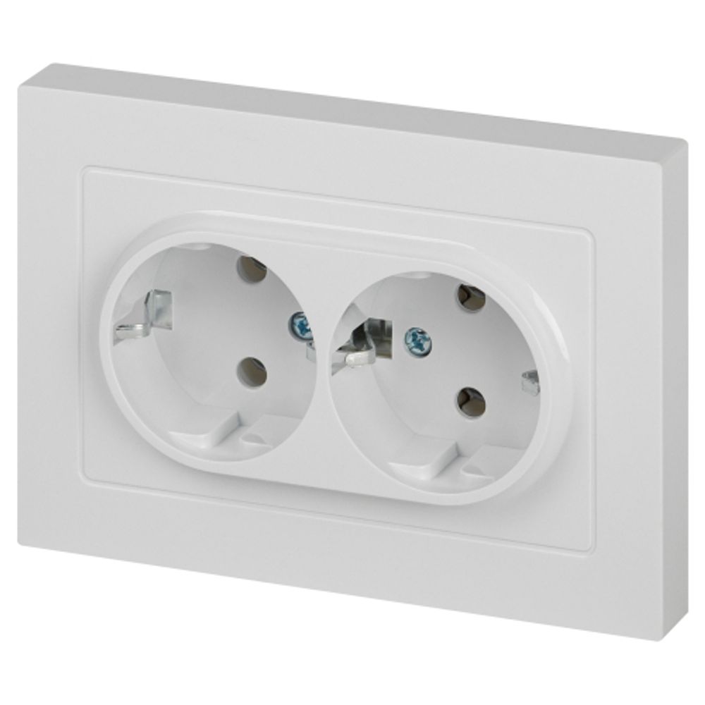 Розетка Intro Accent 6-205-01 двойная 2X2P+E Schuko 16А-250В IP20 СУ AL/CU белый | Intro