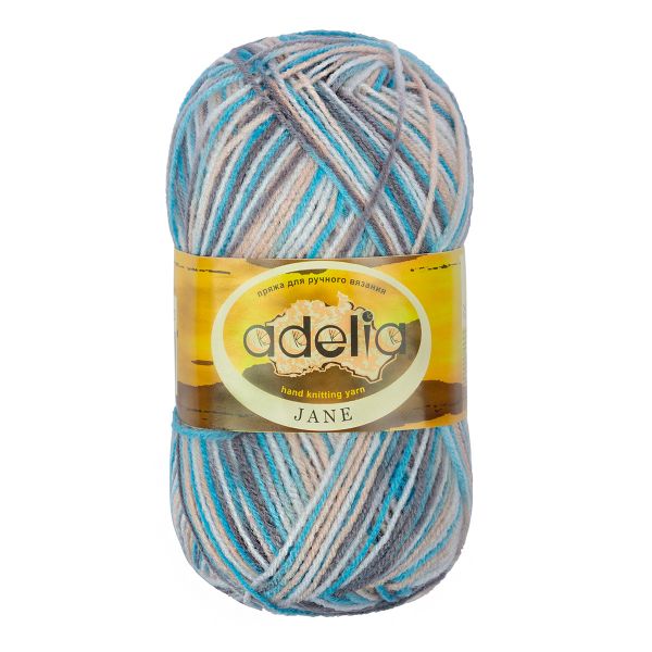 Пряжа Adelia Jane / уп.10 мот. по 50г, 227м, 23 белый-св.голубой-св.бежевый-св.серый