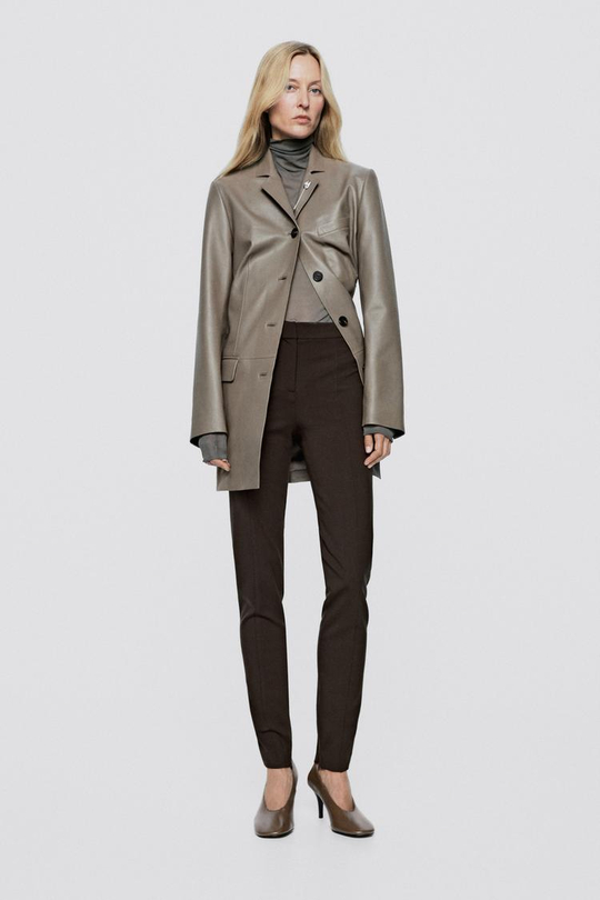 Massimo Dutti Зауженные брюки с застежкой-молнией - Limited Edition, коричневый