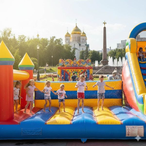 Надувной батут и горка в Альметьевске: производство и доставка