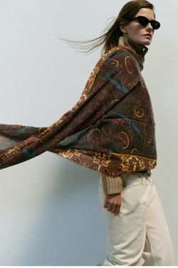 ZARA ШАРФ С ПРИНТОМ «ПЕЙСЛИ», СИНИЙ