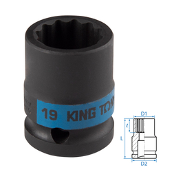 KING TONY (453019M) Головка торцевая ударная двенадцатигранная 1/2", 19 мм