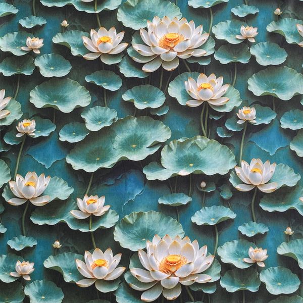 ЛОТОСЫ, 100% хлопок, отрез 40 см, Handmade Fabrics 1