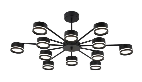 Люстра потолочная Rilon 9490/6+6 BLACK, 12×15 Вт, чёрная