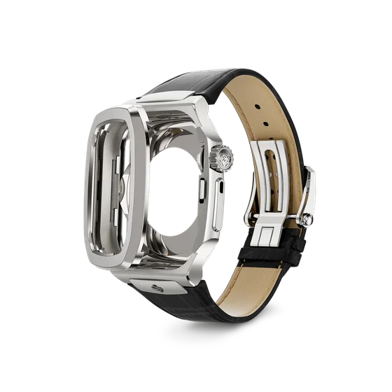 Корпус для Apple Watch ROL41 - Серебристый/Натуральная кожа