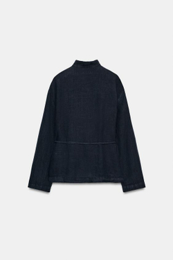 ZARA БЛУЗА НА ЗАПАХЕ ИЗ 100% ЛЬНА — ZW COLLECTION, СИНИЙ