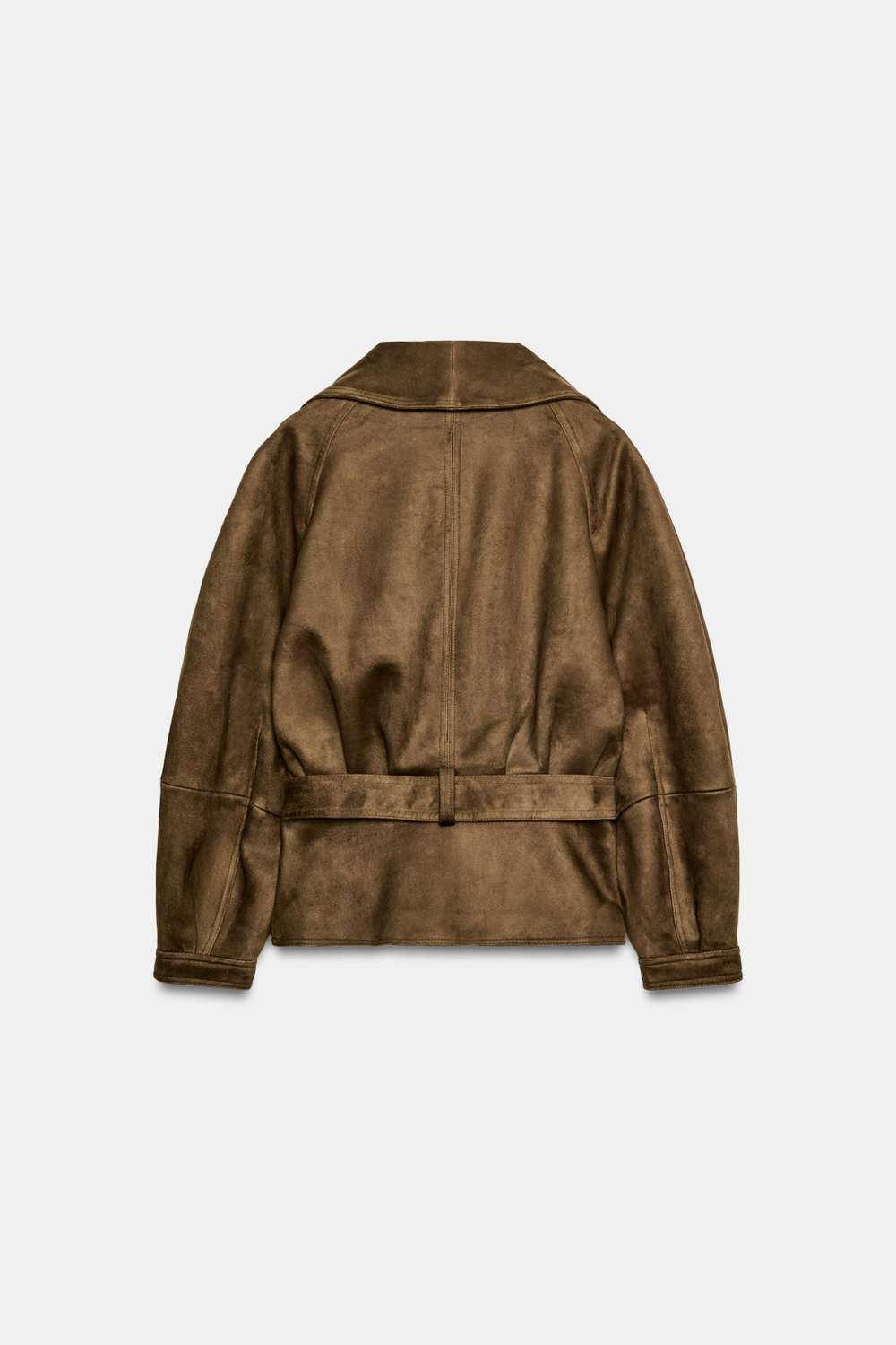 ZARA КУРТКА ИЗ ЗАМШИ С РЕМНЕМ, РЫЖЕВАТО-КОРИЧНЕВЫЙ