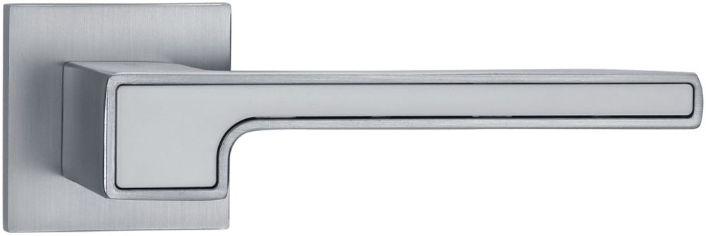 Ручки дверные алюминиевые V91L-2/WH SL (матовый хром/белый)