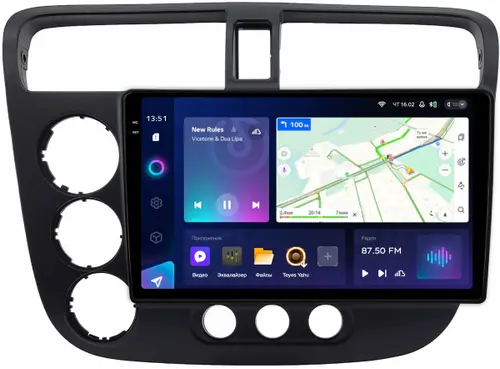 Магнитола для Honda Civic 7 2001-2005 левый руль - Teyes CC3-2K монитор 9.5" 2K QLED на Android 10, Быстрая, CarPlay, 4G SIM-слот