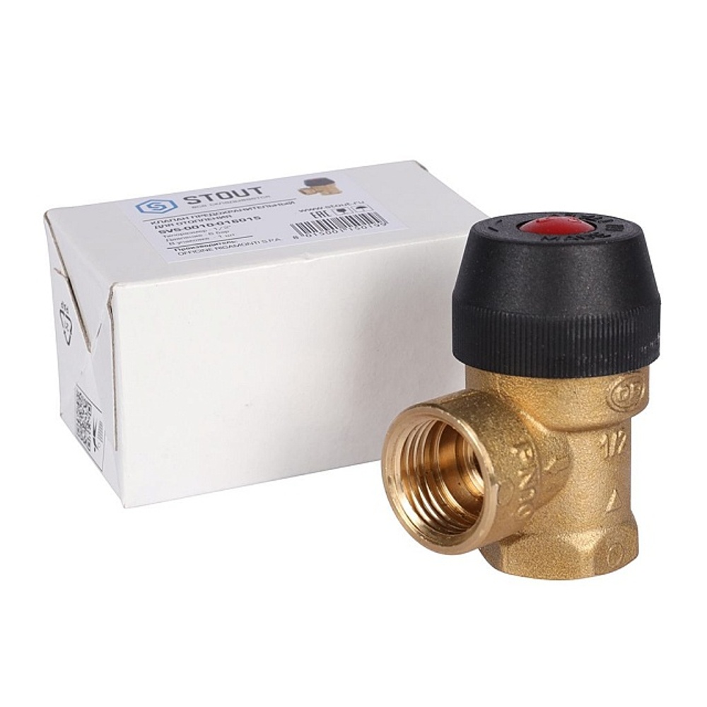 Клапан предохранительный STOUT - 1/2", сброс 1/2" (ВР/ВР, Рн 6.0 бар)