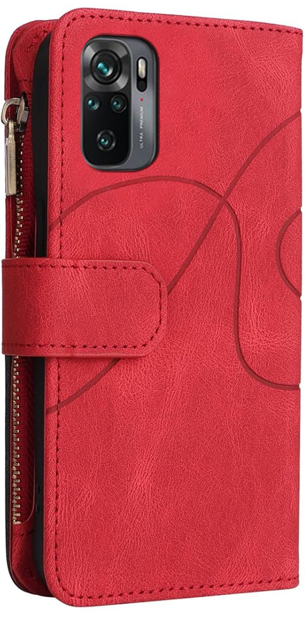 Дизайнерский чехол-книжка из кожи для XIAOMI REDMI NOTE 10 / 10S и POCO M5s с кошельком, 5 слотами для карт и подставкой