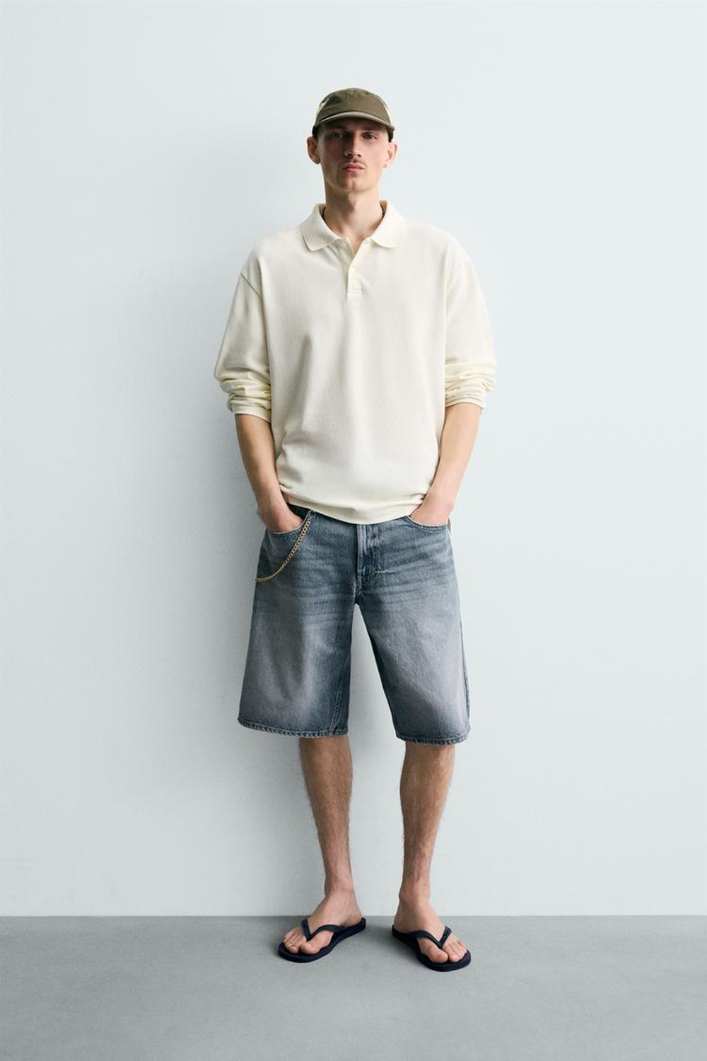 ZARA ДЖИНСОВЫЕ ШОРТЫ BAGGY FIT, ВЫЦВЕТШИЙ СИНИЙ
