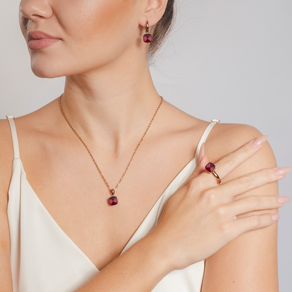 Кольцо Qudo Firenze ruby 18.5 мм 610216 R/RG размер 18,5