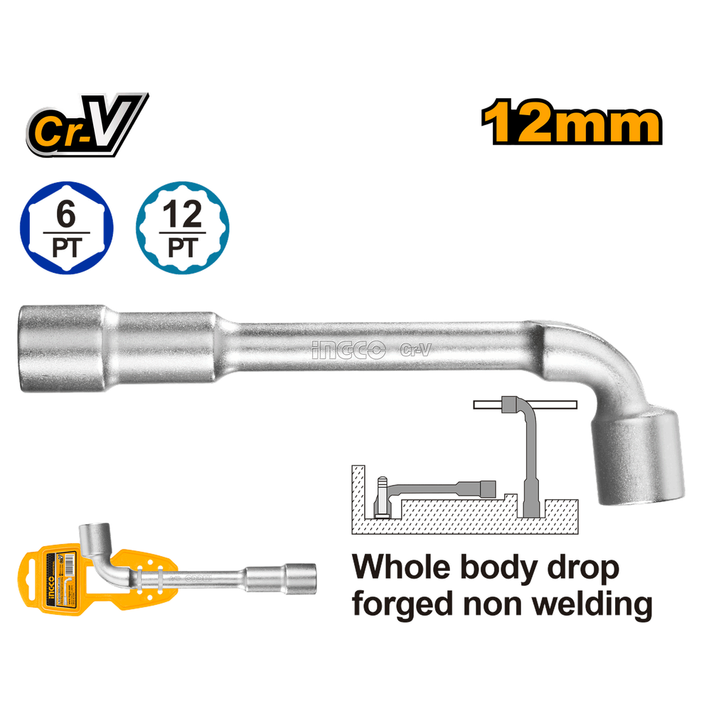Ключ торцевой изогнутый INGCO HWL1208 INDUSTRIAL 12 мм Ключ торцевой изогнутый INGCO HWL1208 INDUSTRIAL 12 мм