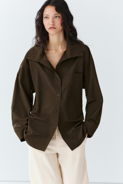 Massimo Dutti Куртка-рубашка с воротником-стойкой и пряжками, хаки