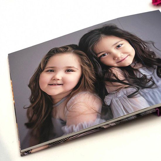 20x20 фотокнига с льняной обложкой "Ash" с фотовставкой
