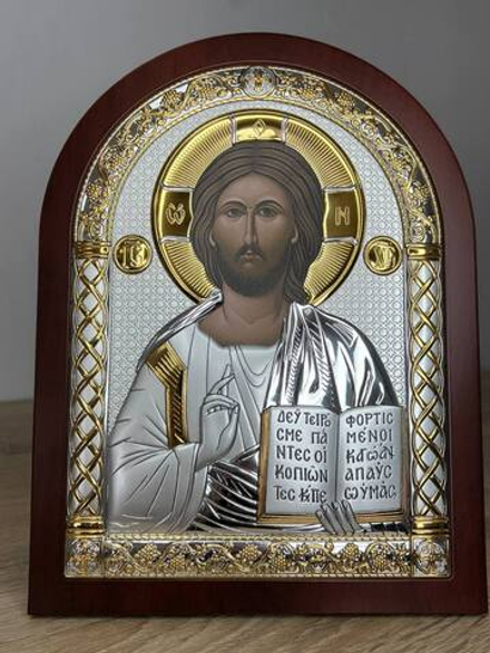 Спаситель, икона арочная, красное дерево 150х200
