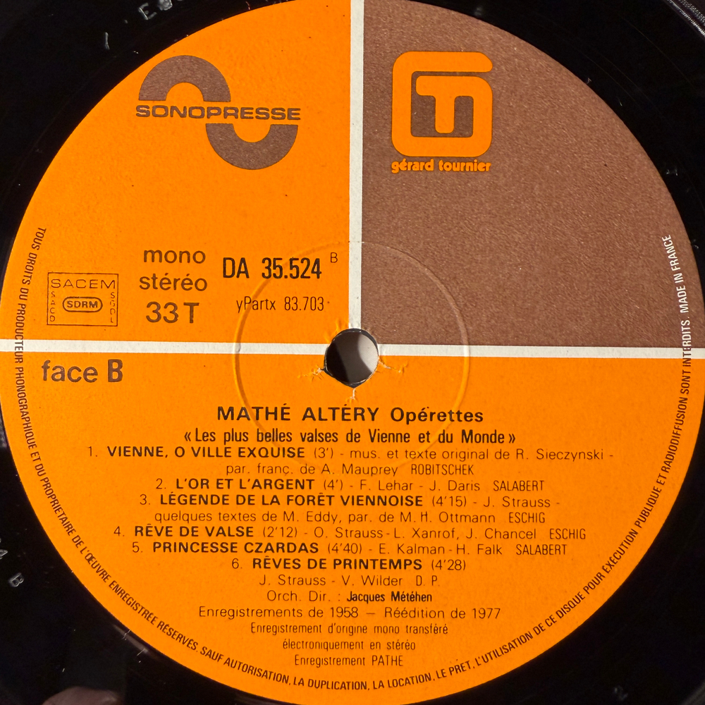 Mathé Altéry ‎– Operettes 2LP (Франция 1977г.)