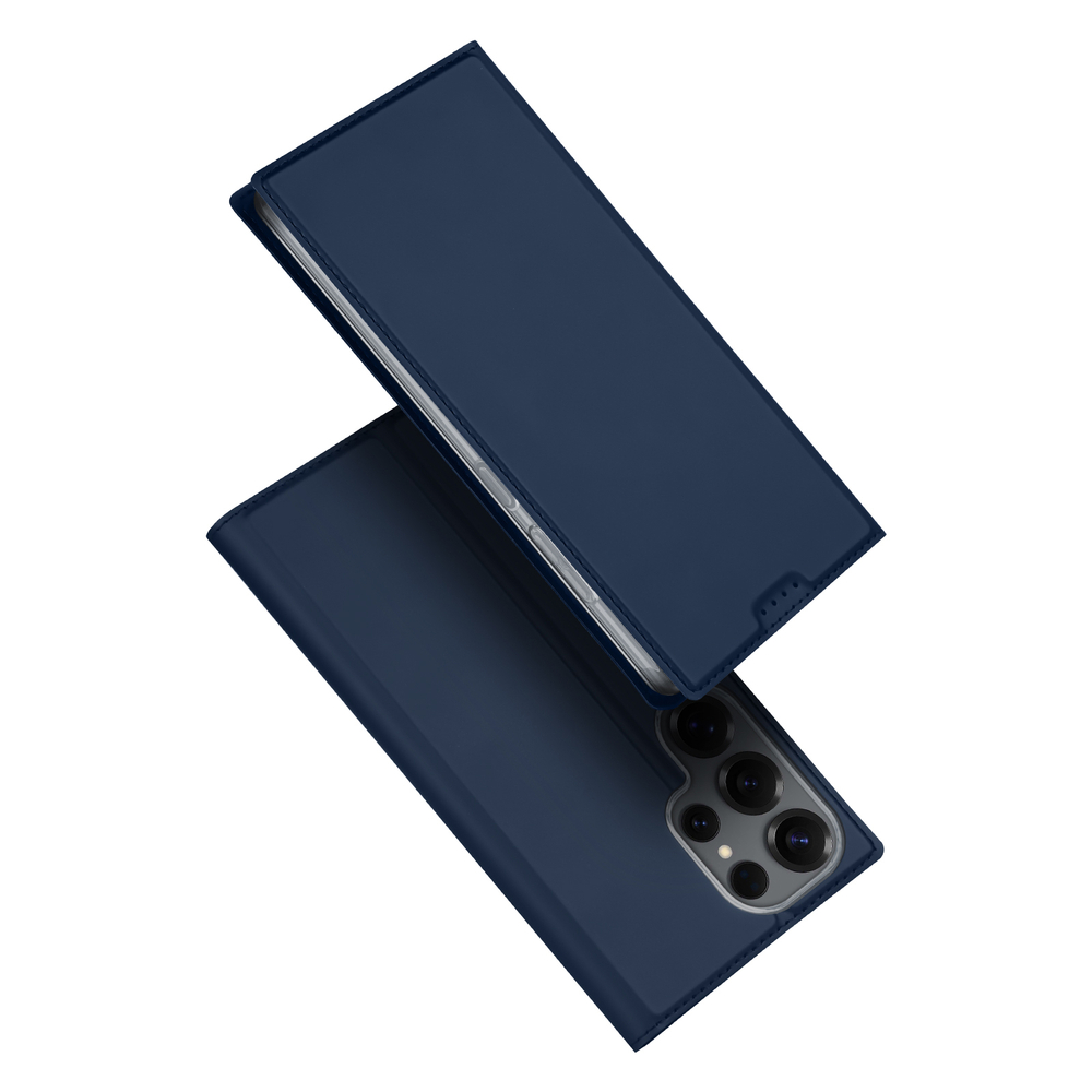 Чехол книжка из PU кожи синего цвета от Dux Ducis для Samsung Galaxy S25 Ultra, серия Skin Pro Series Case