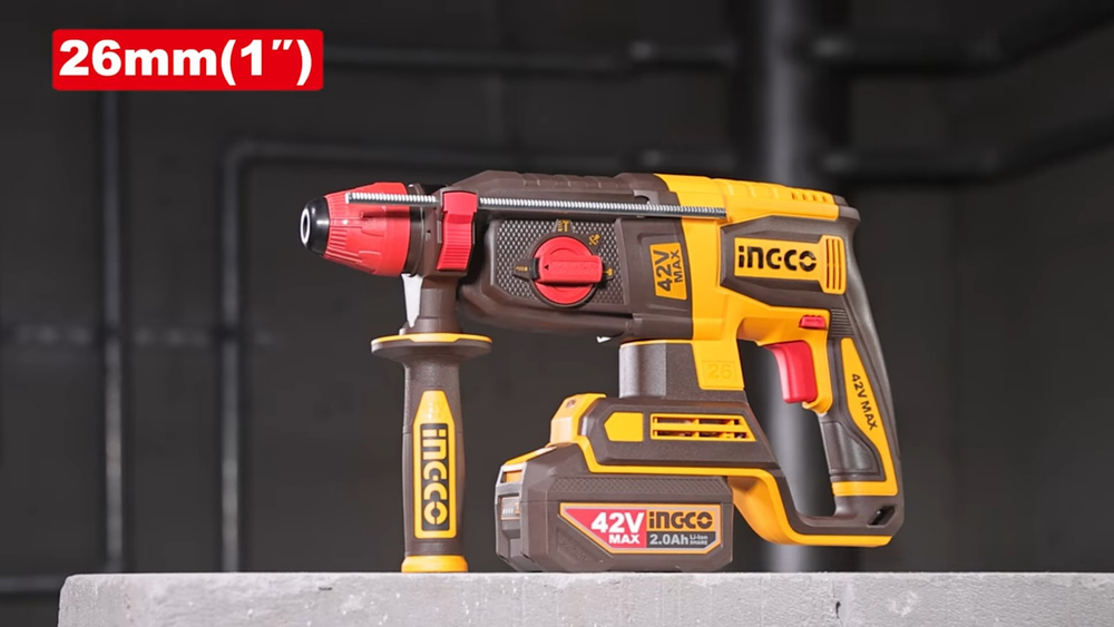 Аккумуляторный бесщеточный перфоратор SDS-Plus INGCO CRHLI422682 INDUSTRIAL 42 В 2,5 Дж 2х2Ач