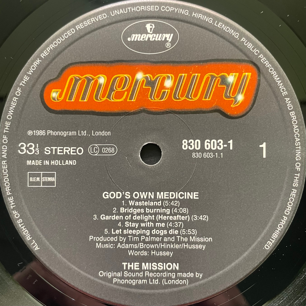 The Mission ‎– Gods Own Medicine (Голландия 1986г.)