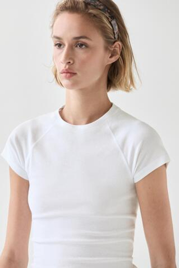 Massimo Dutti Футболка-реглан с коротким рукавом, белый