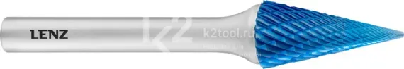 Борфреза твердосплавная LENZ форма M (конус), 6х12,7х6х50 мм, насечка №3, с покрытием, арт. LZBM 027 C3